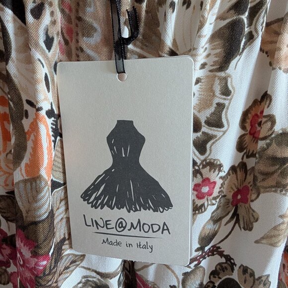 NWT LINE@MODA Made in Italy Floral Abstract Double Print Maxi Skirt Large Boho - Picture 3 of 12